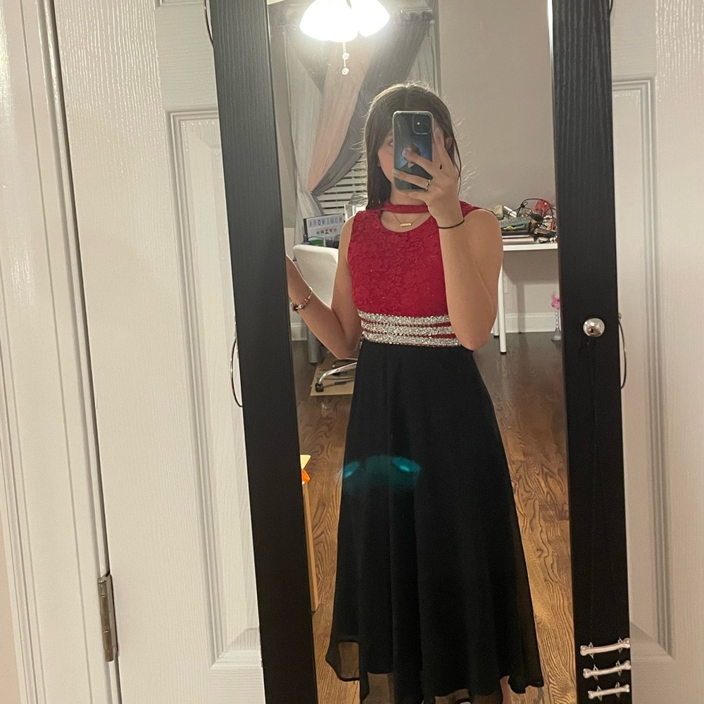 Red and black dress
